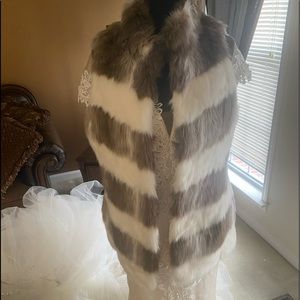 White house black market fur vest